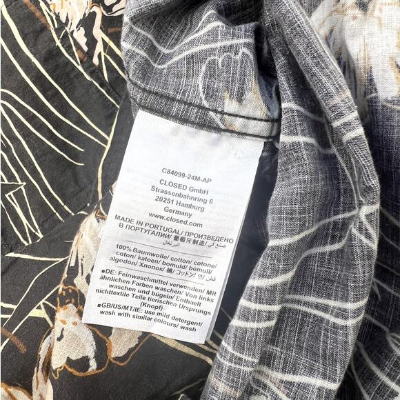 Closed | Men's Short Sleeved Button Down Shirt Hawaiian Motif Black Size Small - Picture 5 of 8